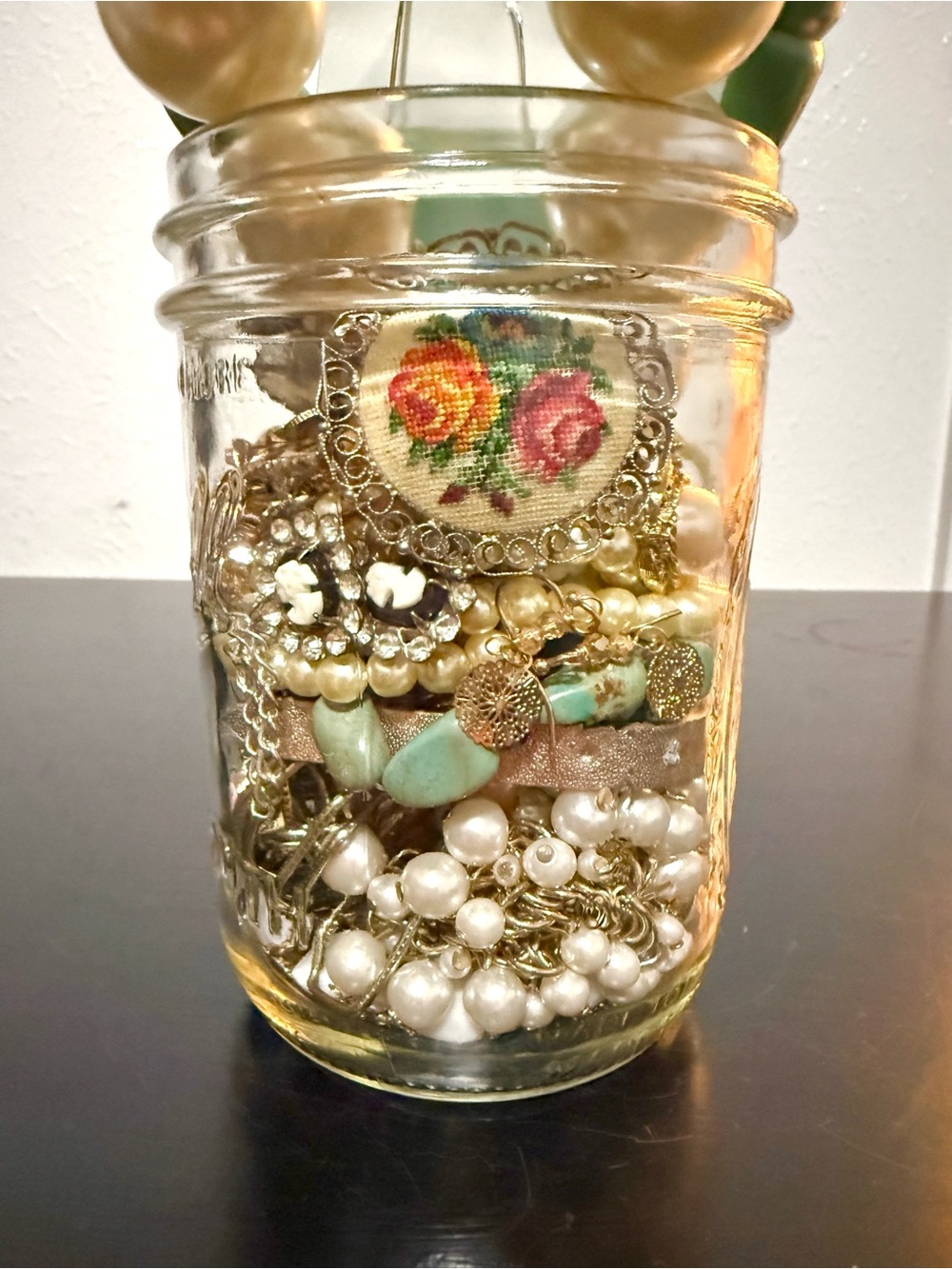 Whimsical Fairytale Vintage Mystery Jewelry Jar - Swarovski Crystal Earrings š§š©·š§ - Picture 4 of 5